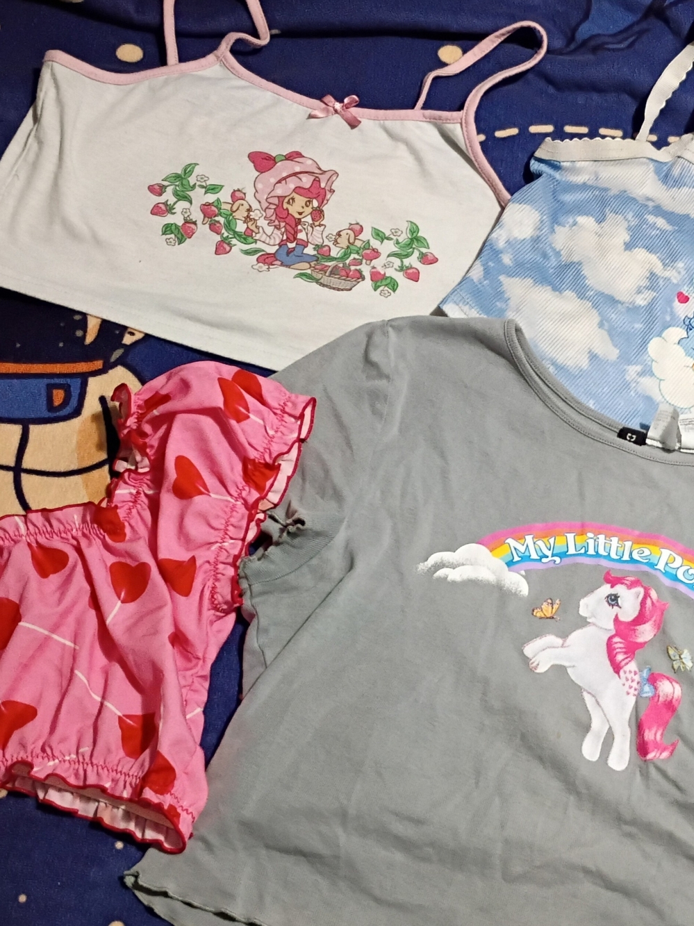 My Little Pony Strawberry Shortcake Carebears Hearts Crop Top Set And Fitted Tee